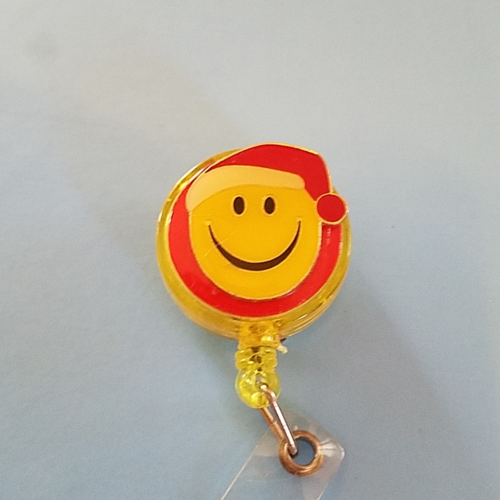 Smiley Face Retractable Name Badge Holder